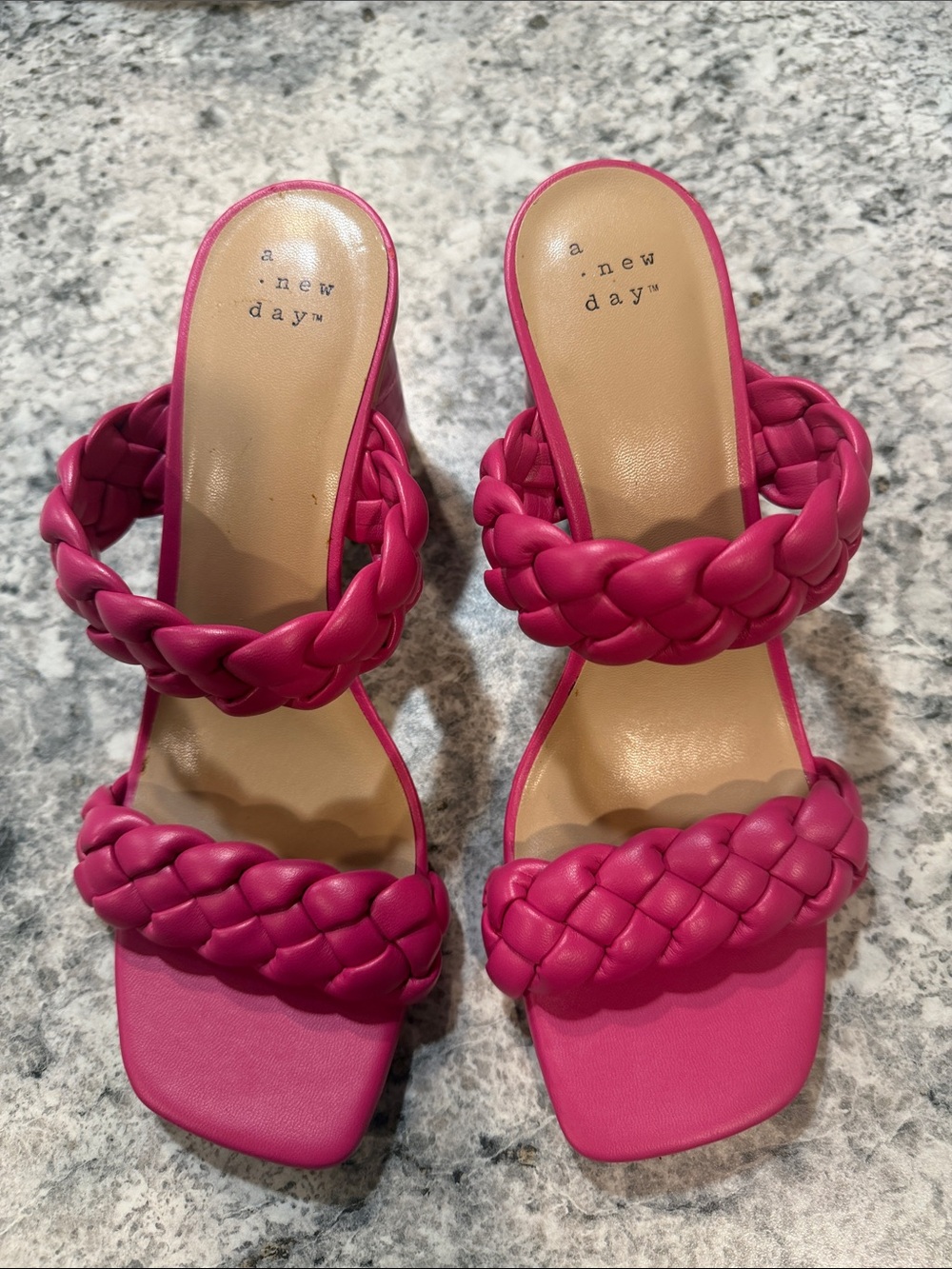 a new day Braided Double-Strap Sandals in Hot Pink